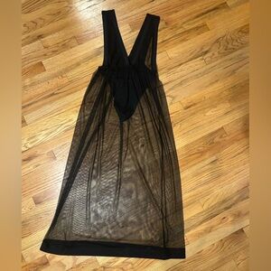 Frederick’s of Hollywood VTG Black sheer halter & overlay long skirt feminine S